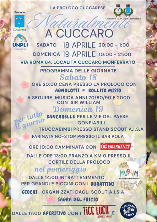 NATURALMENTE A CUCCARO sabato 18 e domenica 19 aprile 2026