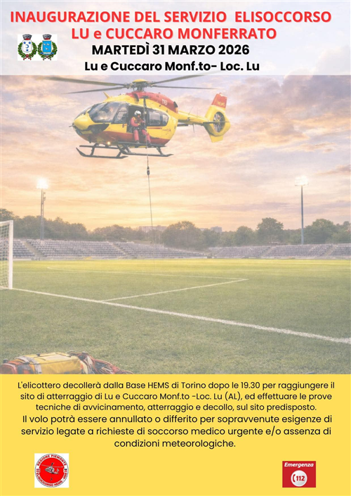 INAUGURAZIONE DEL SERVIZIO ELISOCCORSO il 31 marzo 2026